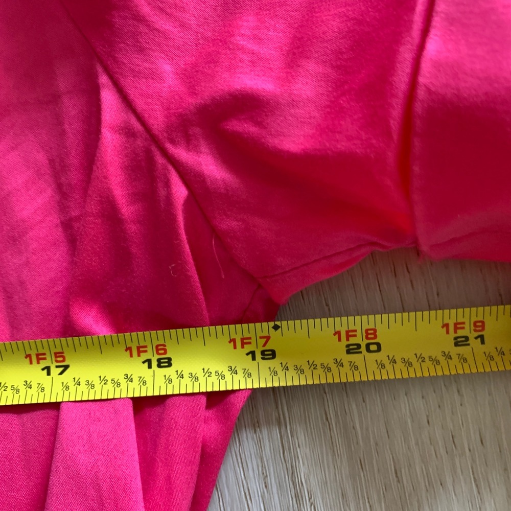 Chico's Pink Cotton Blend Tiered Midi Shirtdress Short Sleeve Size 1 M 8/10 - Picture 8 of 9